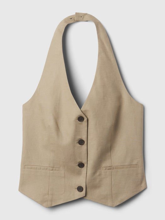 Linen-Cotton Halter Vest