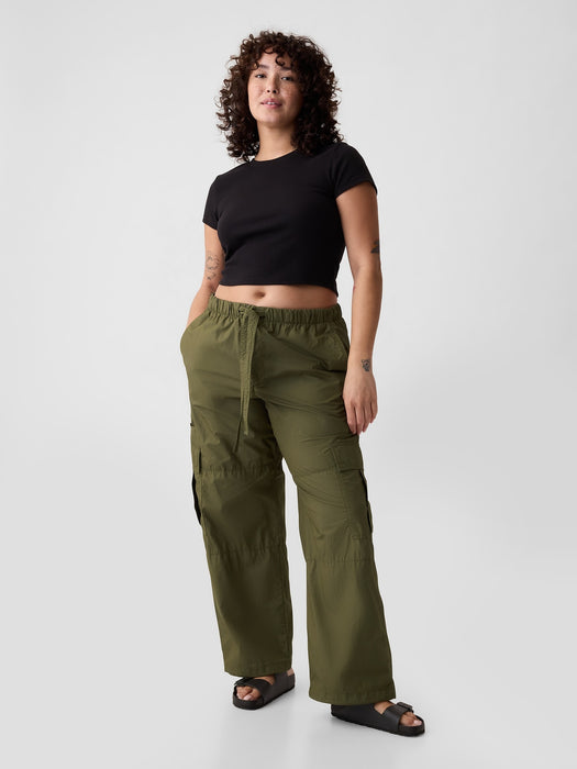 Mid Rise Cargo Parachute Pants