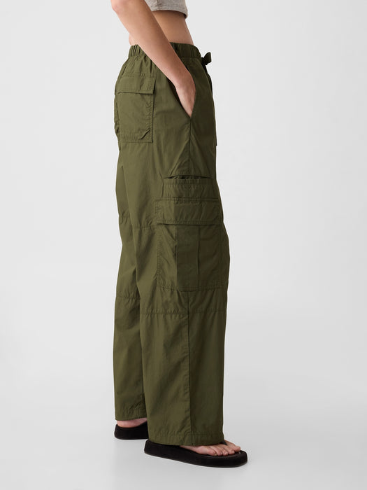 Mid Rise Cargo Parachute Pants