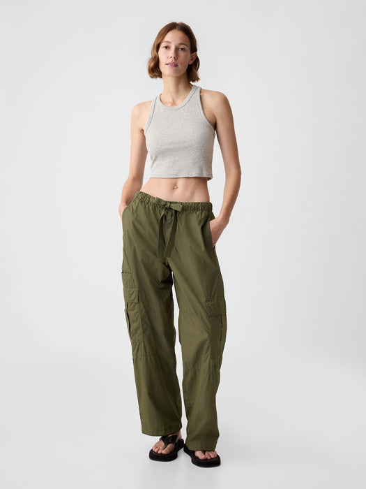 Mid Rise Cargo Parachute Pants