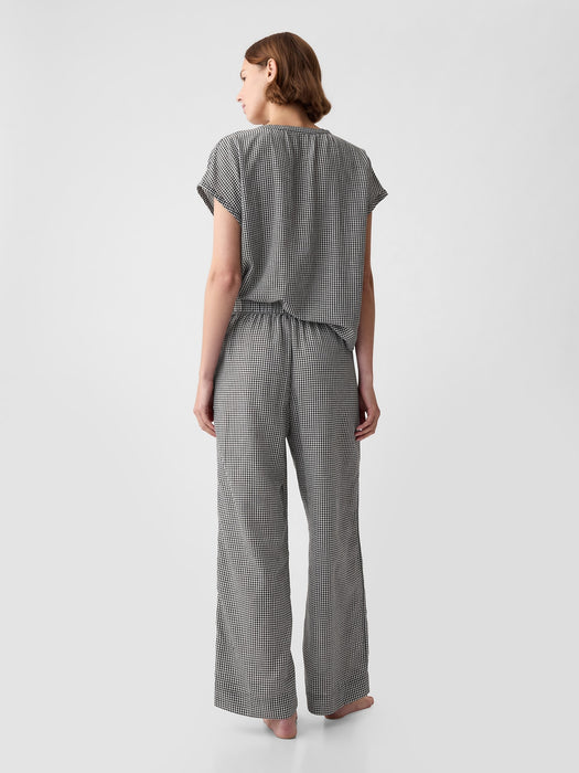 Crinkle Gauze Wide-Leg PJ Pants