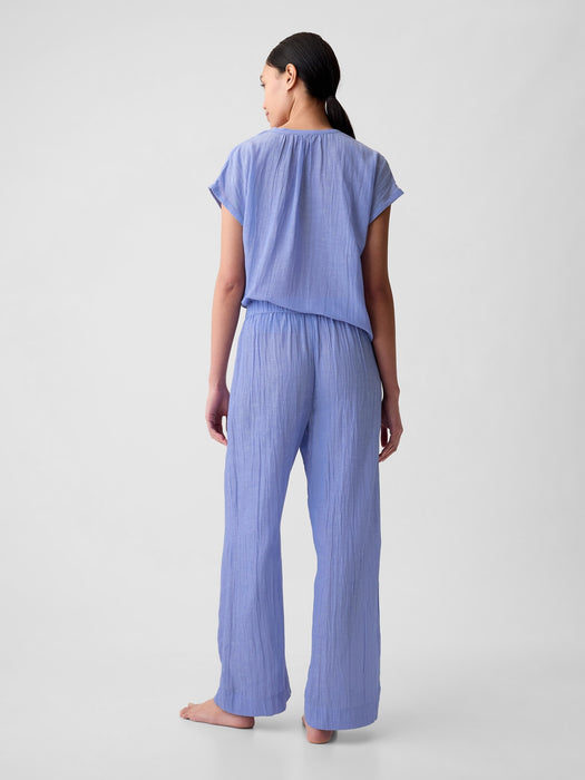 Crinkle Gauze Wide-Leg PJ Pants