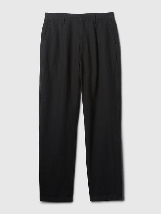 Linen-Cotton Pleated Trousers