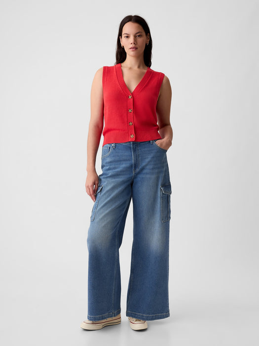 High Rise Stride Wide-Leg Cargo Jeans