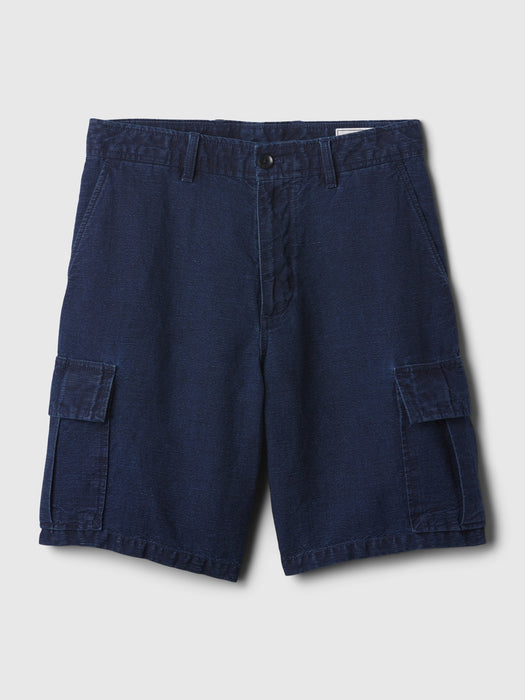 8" Linen-Cotton Cargo Shorts