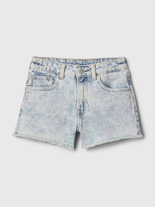 Kids High Rise Denim Shortie Shorts