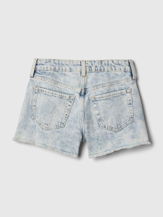 Kids High Rise Denim Shortie Shorts