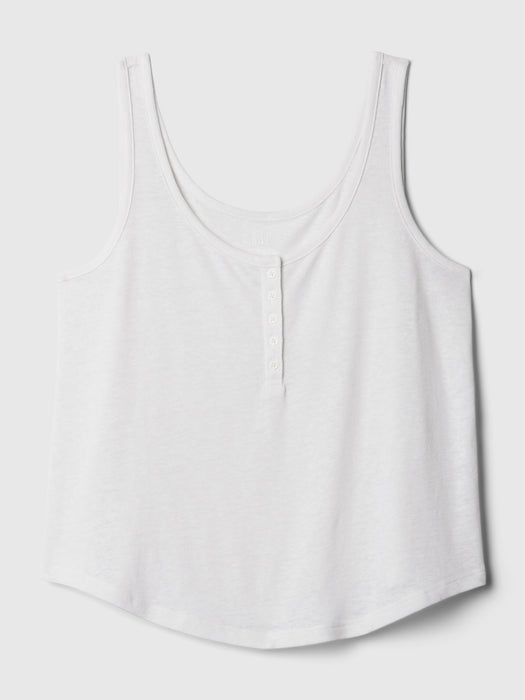 Linen-Blend Henley Tank Top