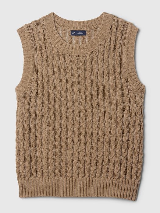 Linen-Cotton Textured Knit Tank Top