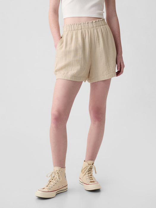 Crinkle Gauze Pull-On Shorts