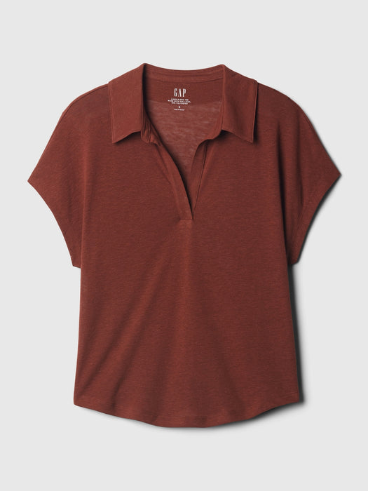 Linen-Blend Polo Shirt