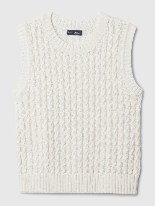 Linen-Cotton Textured Knit Tank Top