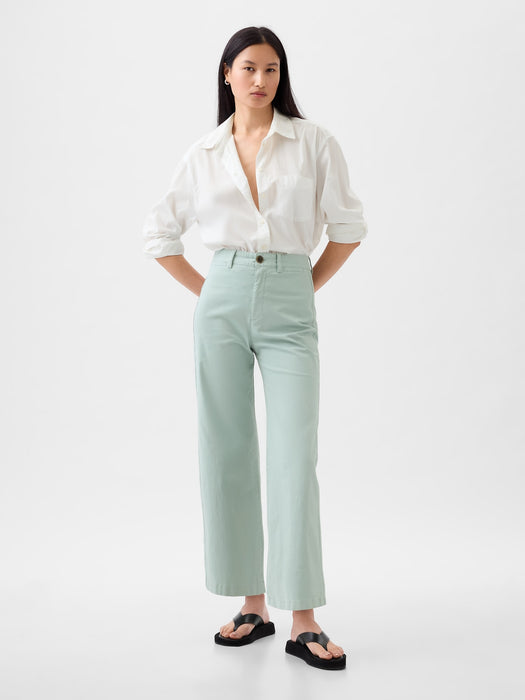 High Stride Wide-Leg Ankle Khakis