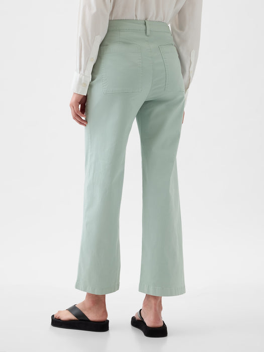 High Stride Wide-Leg Ankle Khakis