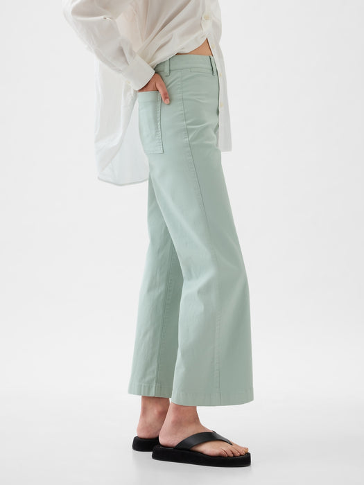 High Stride Wide-Leg Ankle Khakis