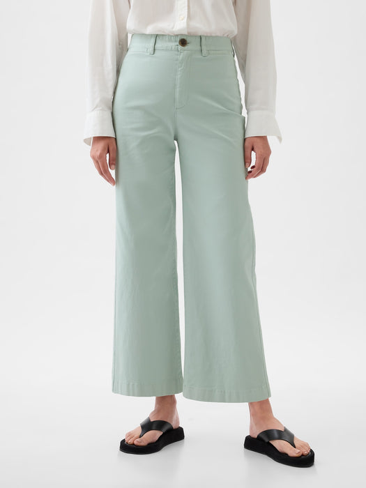 High Stride Wide-Leg Ankle Khakis