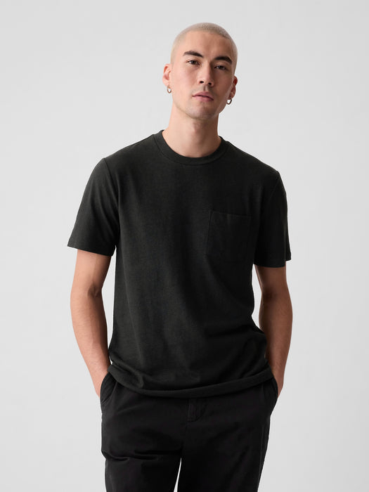 Linen-Cotton Pocket T-Shirt