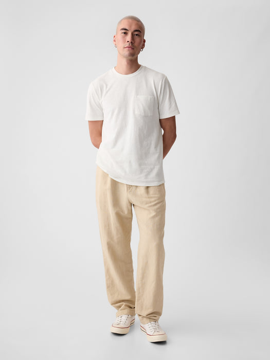 Linen-Cotton Pocket T-Shirt