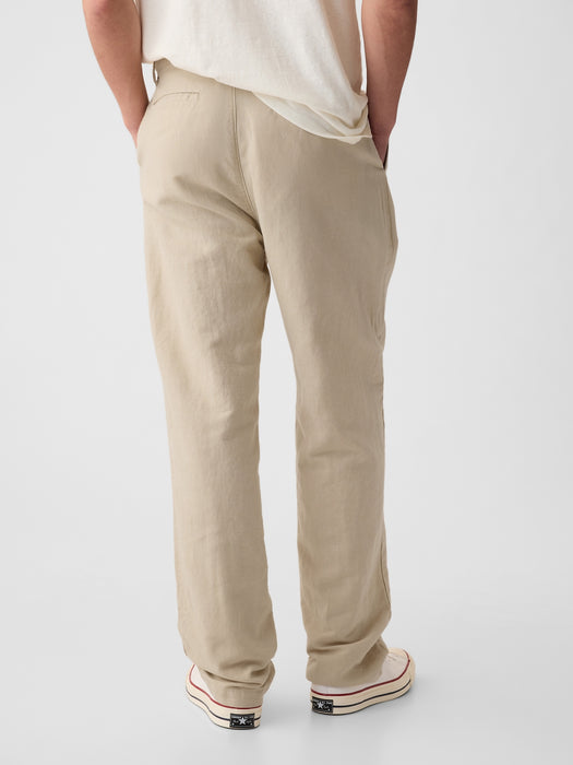 Linen-Cotton Pleated Trousers