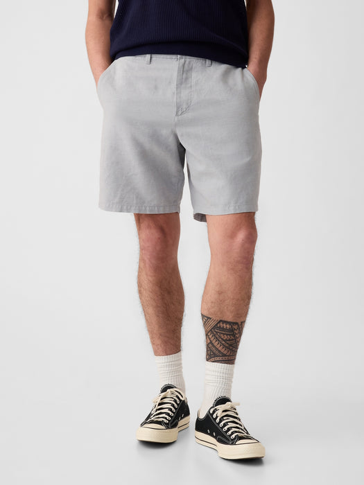 8" Linen-Cotton Shorts