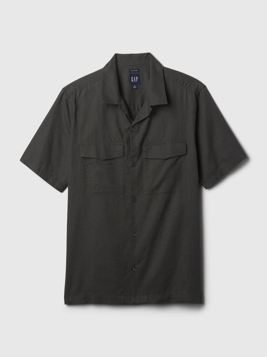 Linen-Cotton Utility Shirt