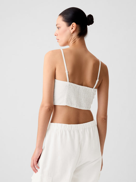 Linen-Cotton Cropped Tube Top