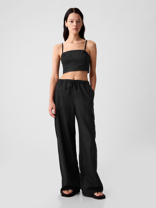 Linen-Cotton Cropped Tube Top