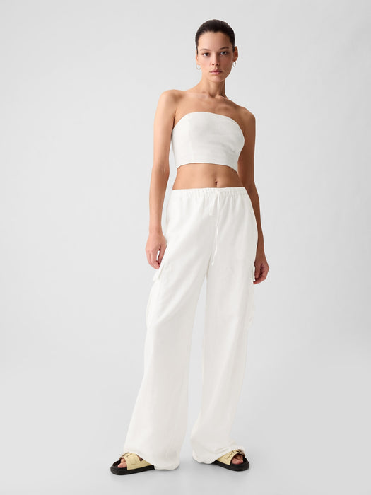 Linen-Cotton Cropped Tube Top