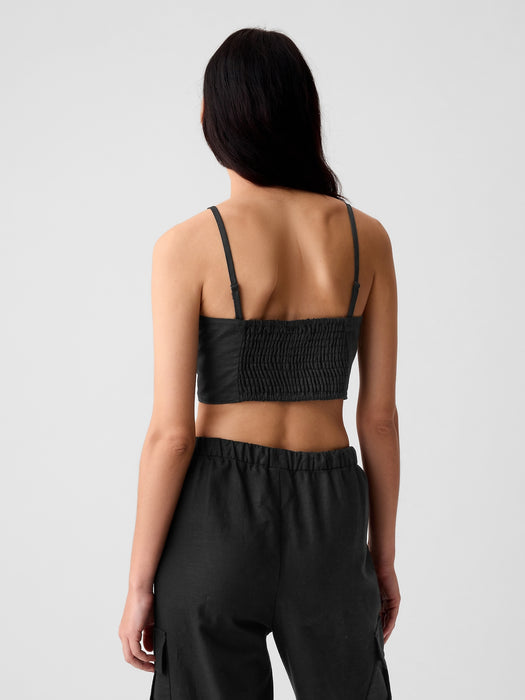 Linen-Cotton Cropped Tube Top