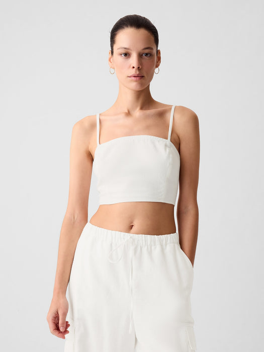 Linen-Cotton Cropped Tube Top