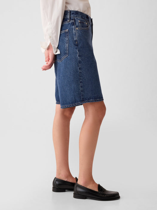 11.5" Mid Rise Longline Denim Shorts