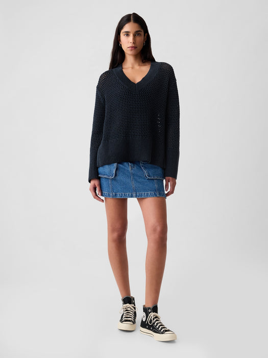 24/7 Split-Hem Crochet Sweater