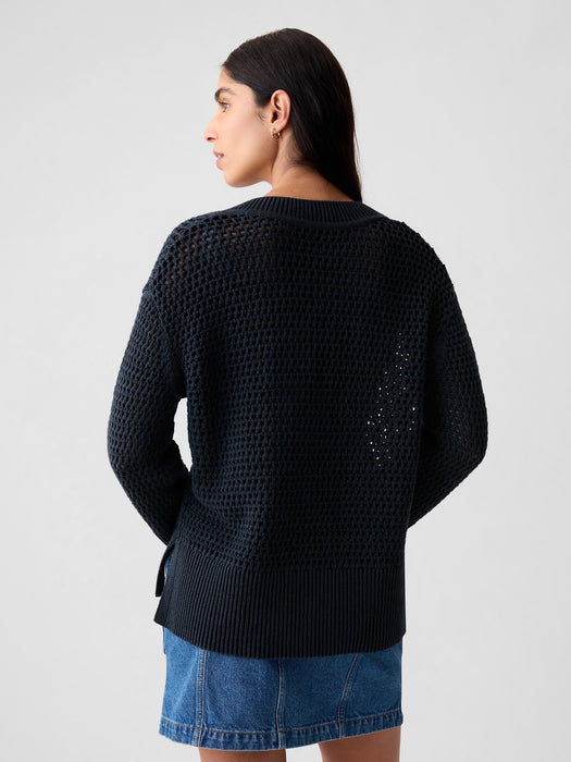 24/7 Split-Hem Crochet Sweater