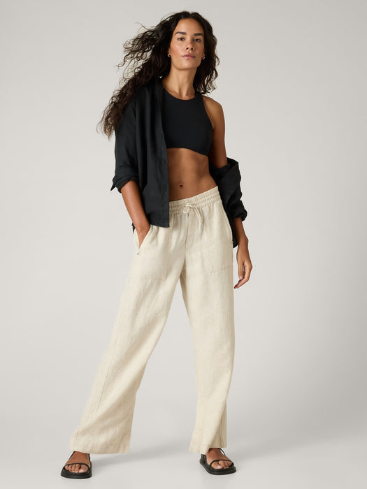 Retreat Linen Mid Rise Wide Leg Pant