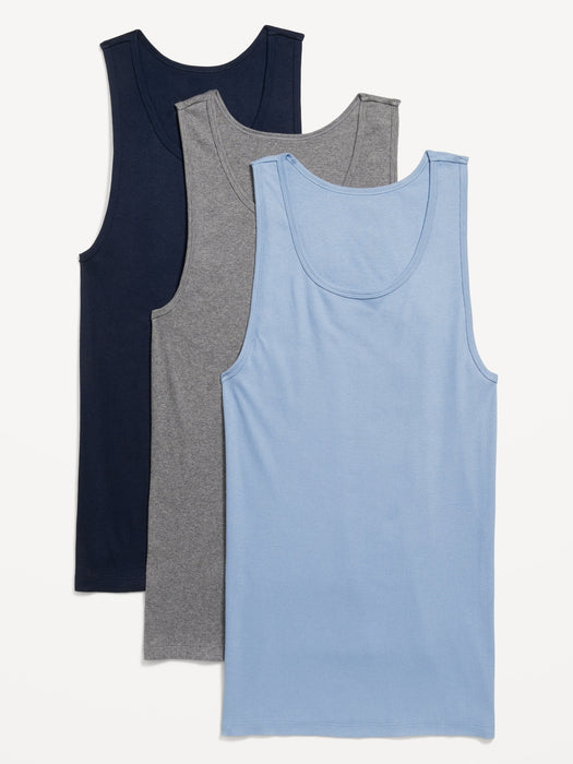 Go-Dry Rib-Knit Tank Tops 3-Pack