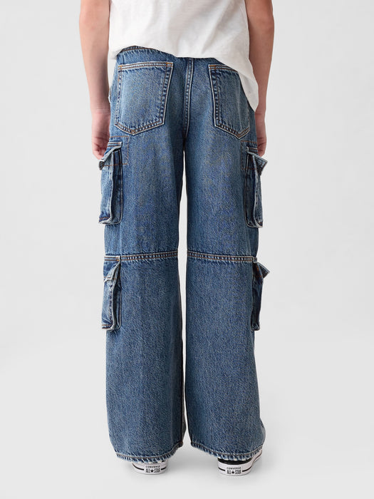 Kids Double Cargo Baggy Jeans