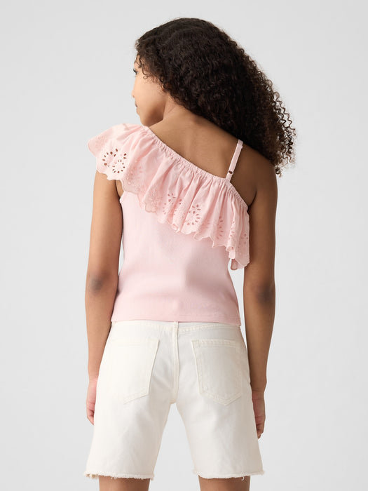 Kids Asymmetrical Eyelet Top