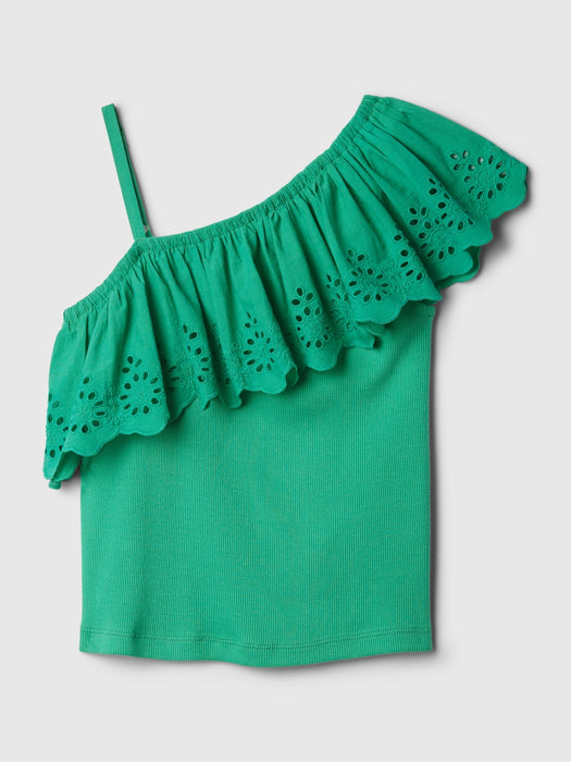 Kids Asymmetrical Eyelet Top