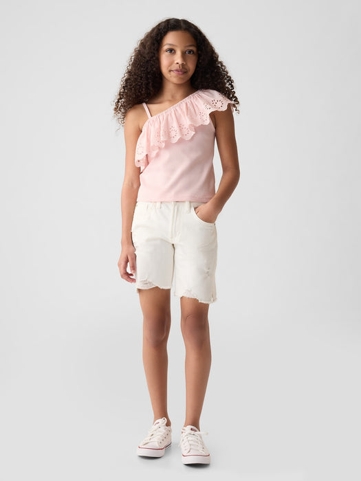 Kids Asymmetrical Eyelet Top