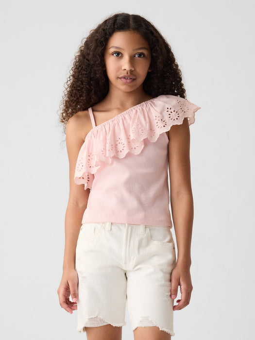 Kids Asymmetrical Eyelet Top