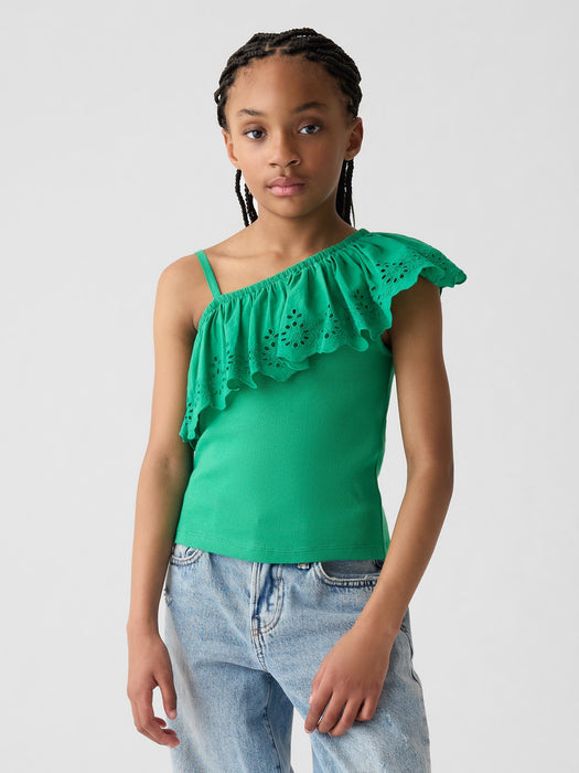 Kids Asymmetrical Eyelet Top