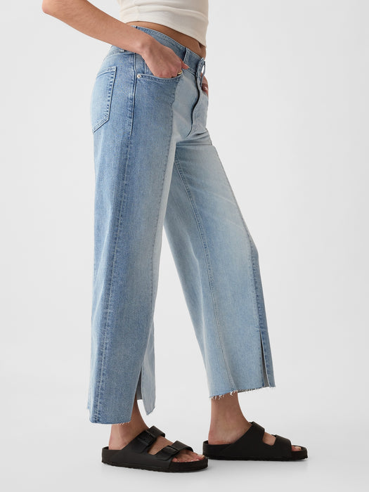 High Rise Stride Wide-Leg Ankle Jeans