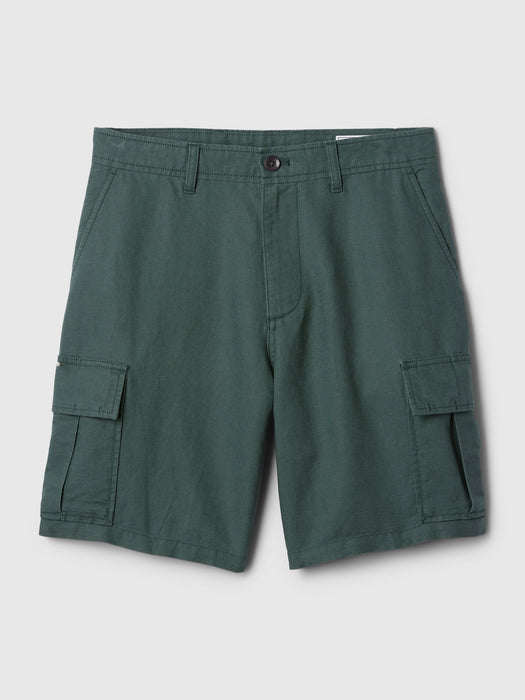 8" Linen-Cotton Cargo Shorts