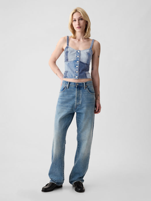 Patchwork Denim Corset Top