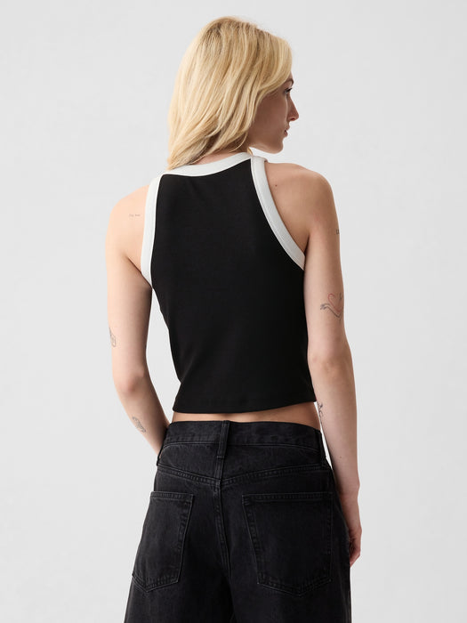 Modern Rib Cropped Halter Top