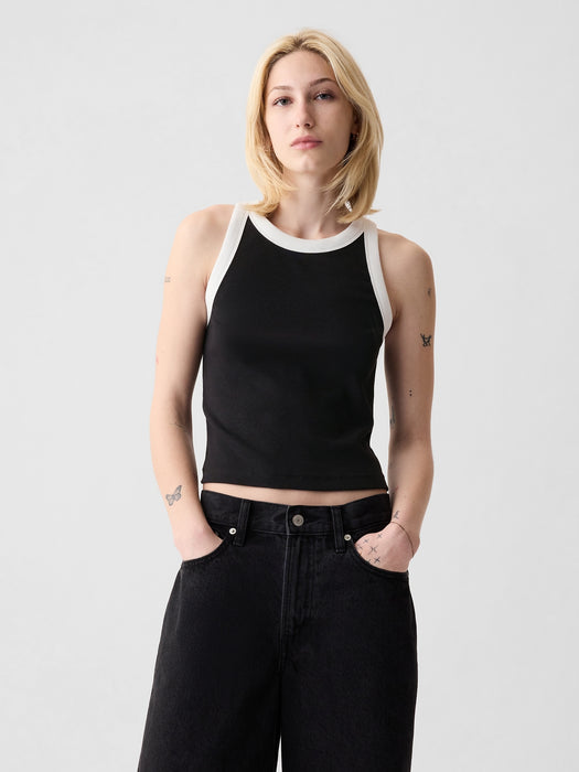 Modern Rib Cropped Halter Top