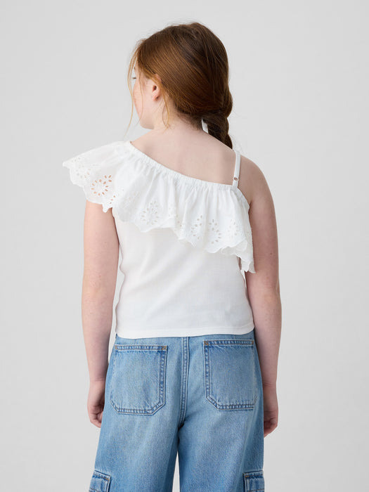 Kids Asymmetrical Eyelet Top