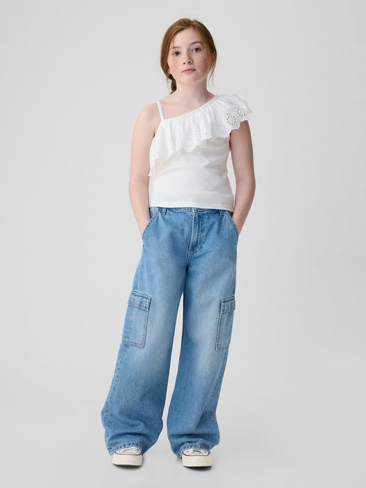 Kids Asymmetrical Eyelet Top