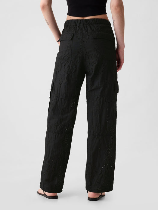 Eyelet Cargo Parachute Pants