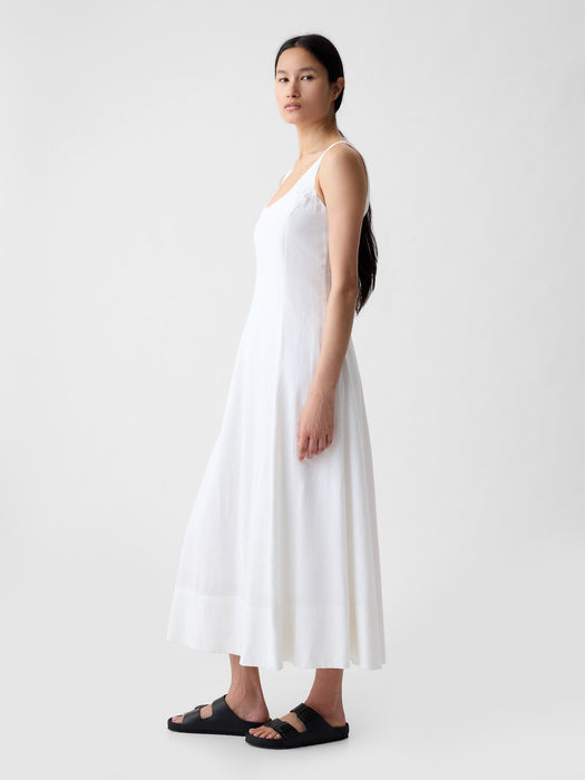 Linen-Blend Midi Dress